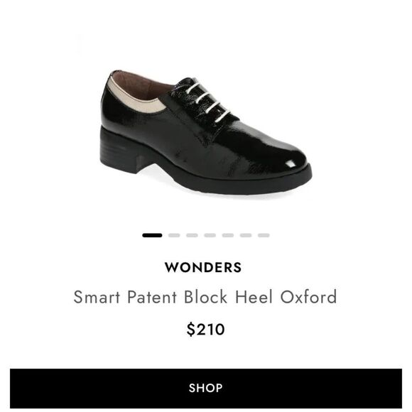 Wonders Smart Blackk / White Patent Block Heel Oxford Lace Up Shoes Ultra Light - Picture 16 of 16